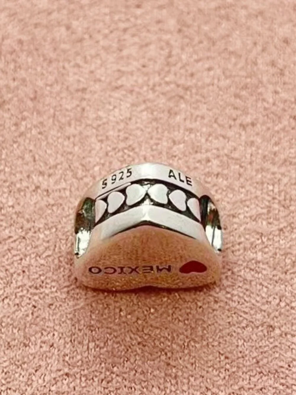 Pandora Mexico Flag Charm Heart Bead Charm Love Mexico S925 Sterling Silver
